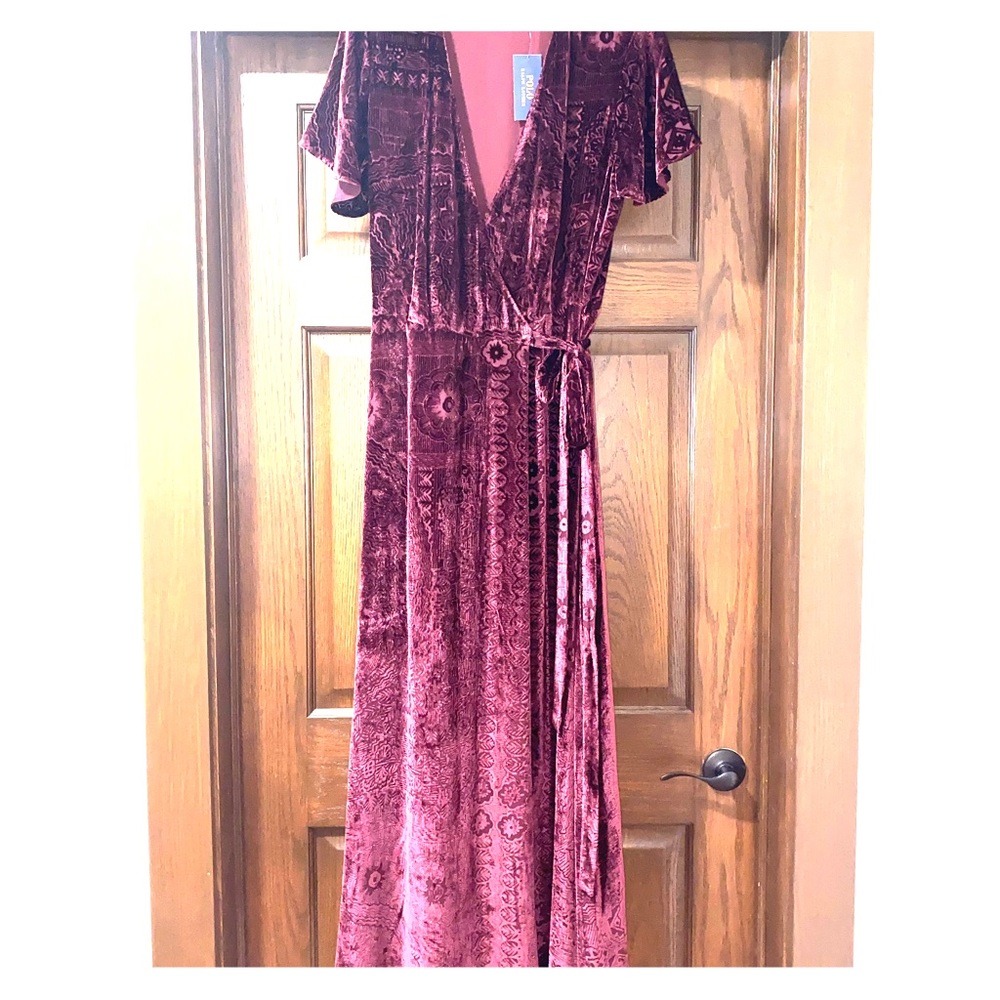 Ralph Lauren NWT Velvet Faux Wrap Maxi Dress